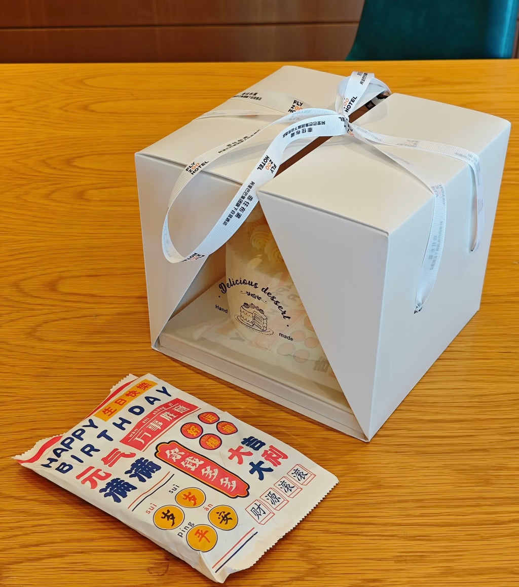 Double Door Cake Box Clear Window Bakery Packaging Box with Ribbon for 4 6 8 Inch Cakes