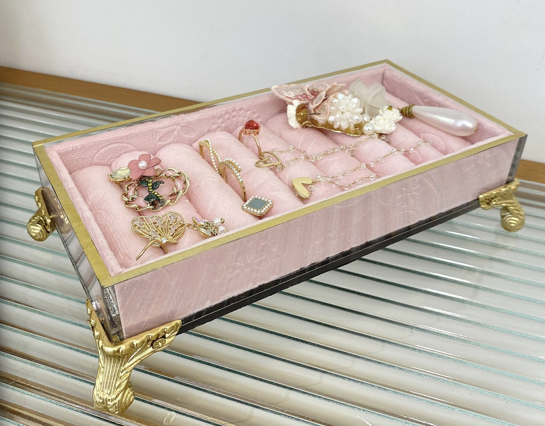 Pink Jewelry Display Organizer Set – Mannequin Stand, Ring Tray, Frame & Decorative Holders