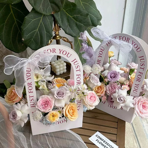 Flower Gift Paper Bag with Handle | Custom Packaging for Florists (8.7" × 4.7" × 15")