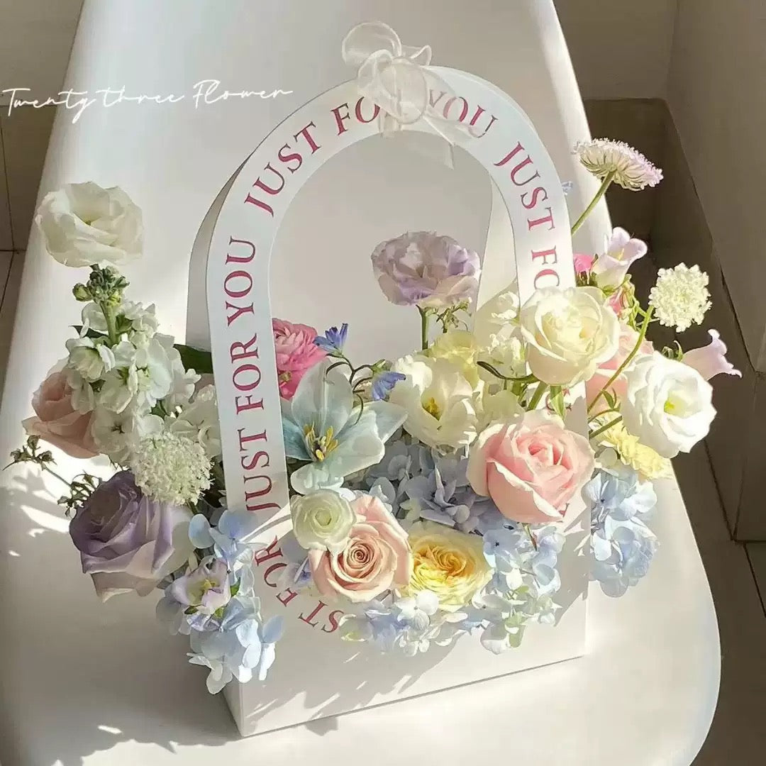 Flower Gift Paper Bag with Handle | Custom Packaging for Florists (8.7" × 4.7" × 15")
