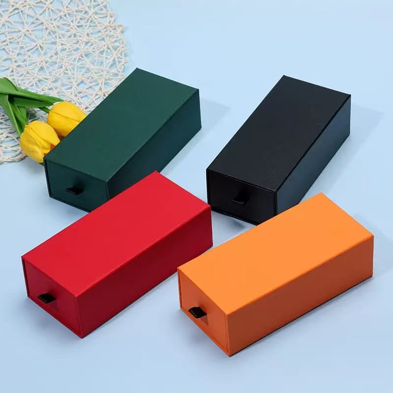 Custom Drawer Gift Box with Ribbon Pull | Luxury Sliding Rigid Packaging Box with Free Logo