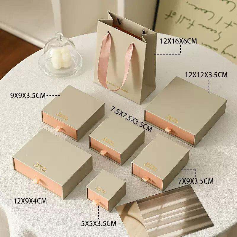 Custom Drawer Jewelry Box Pink Luxury Rigid Paper Box with Logo MOQ 500