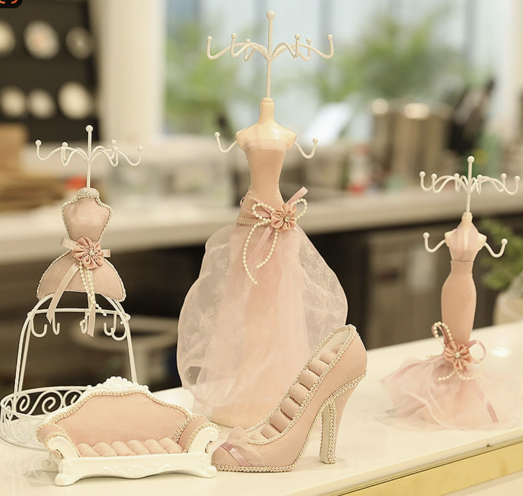 Lace Jewelry Display Organizer Set – Decorative Holder for Rings, Earrings & Accessories