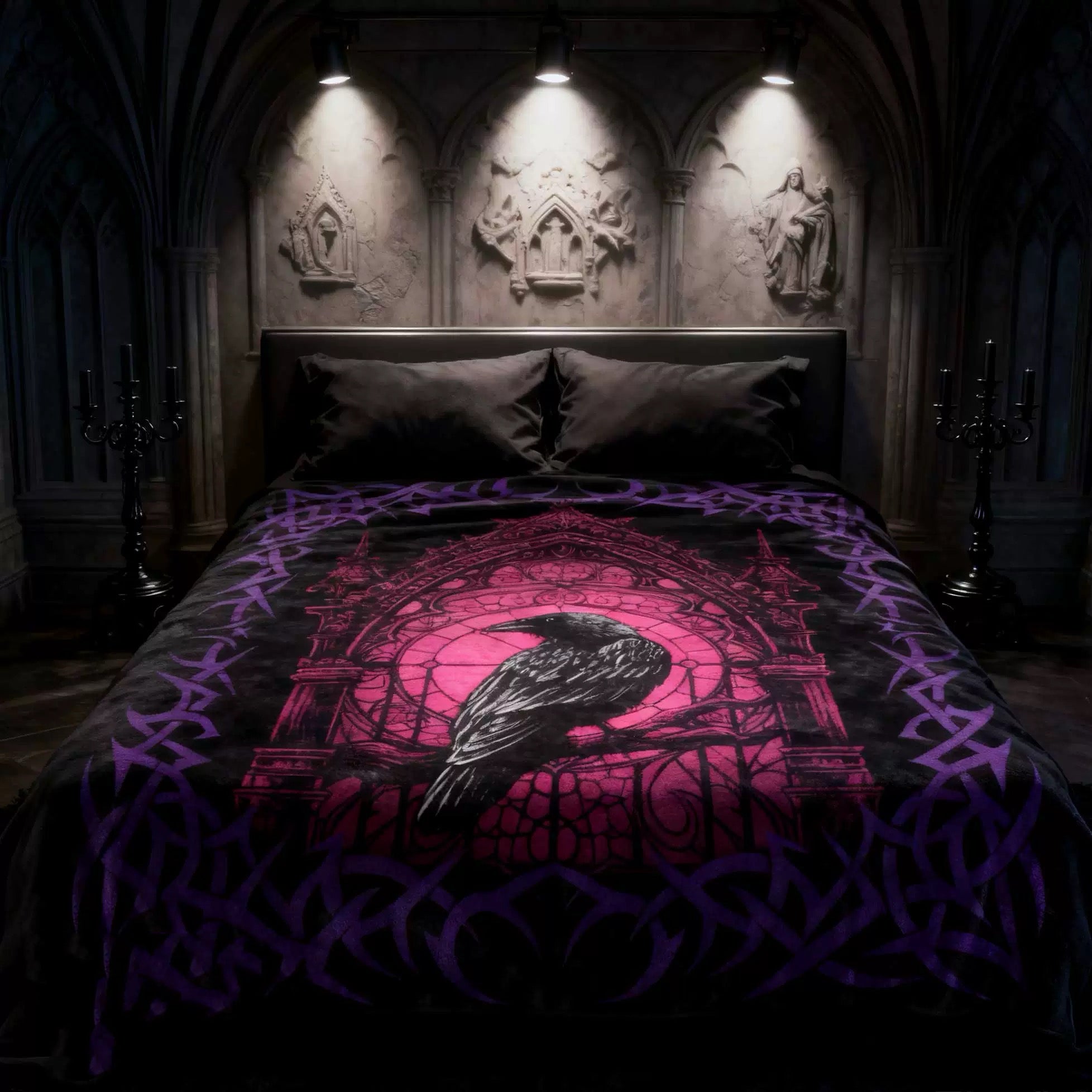 The Midnight Raven Throw Sacred Rune Circle Blanket
