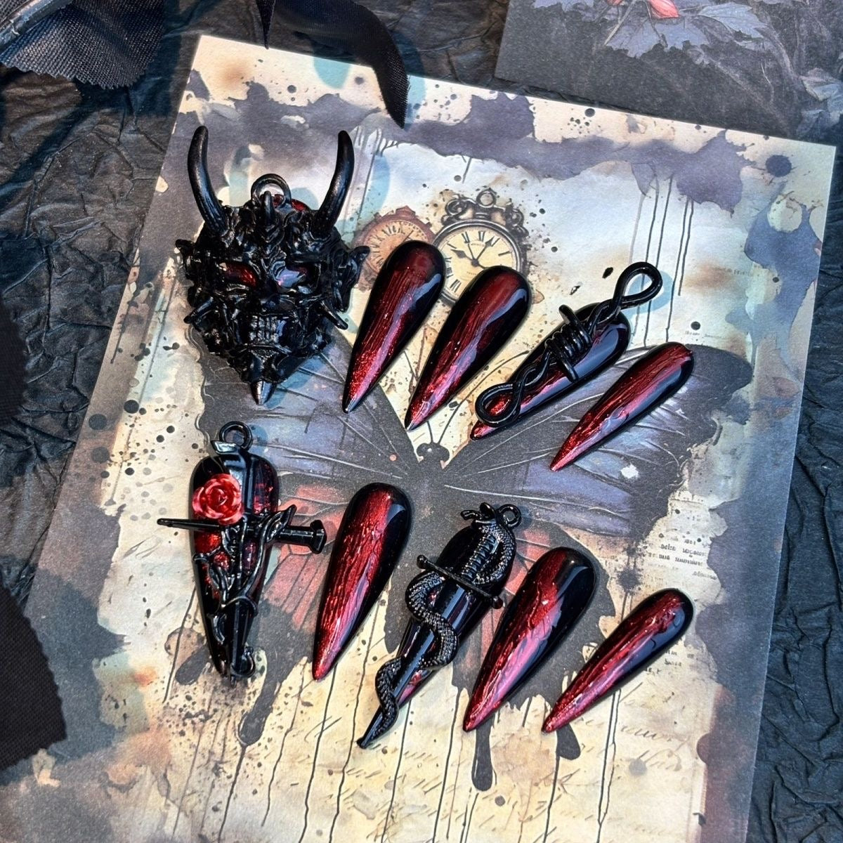 The Blood Pact | Hand-Finished Stiletto Nails