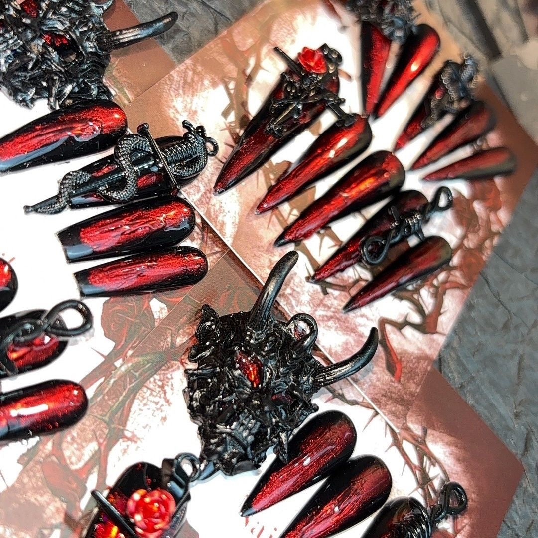 The Blood Pact | Hand-Finished Stiletto Nails
