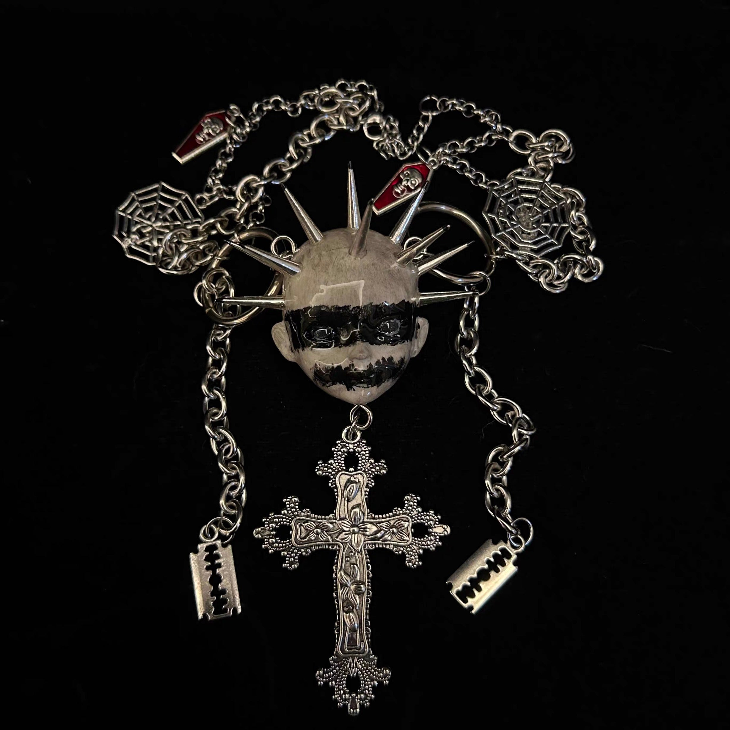 NOX | The Penance – Spiked Doll Head Rosary (Stainless Steel)