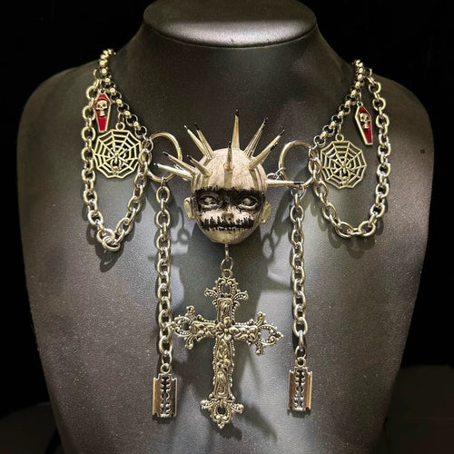 NOX | The Penance – Spiked Doll Head Rosary (Stainless Steel)