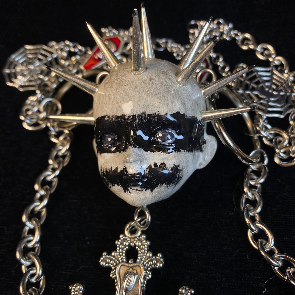 NOX | The Penance – Spiked Doll Head Rosary (Stainless Steel)