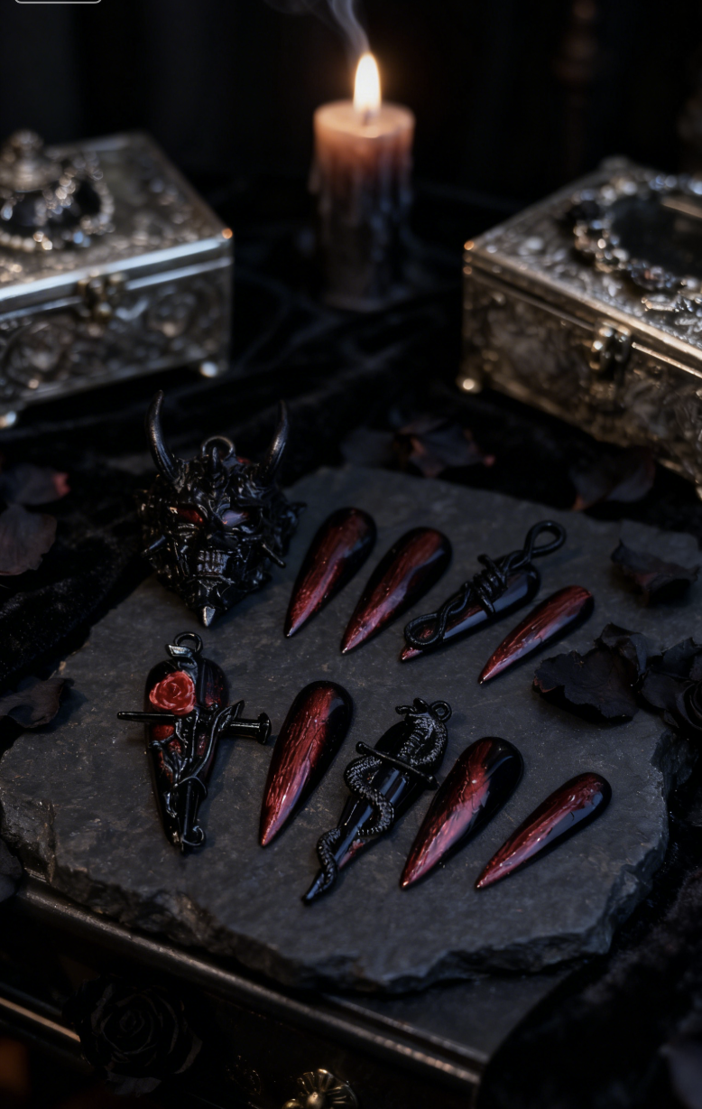 The Blood Pact | Hand-Finished Stiletto Nails