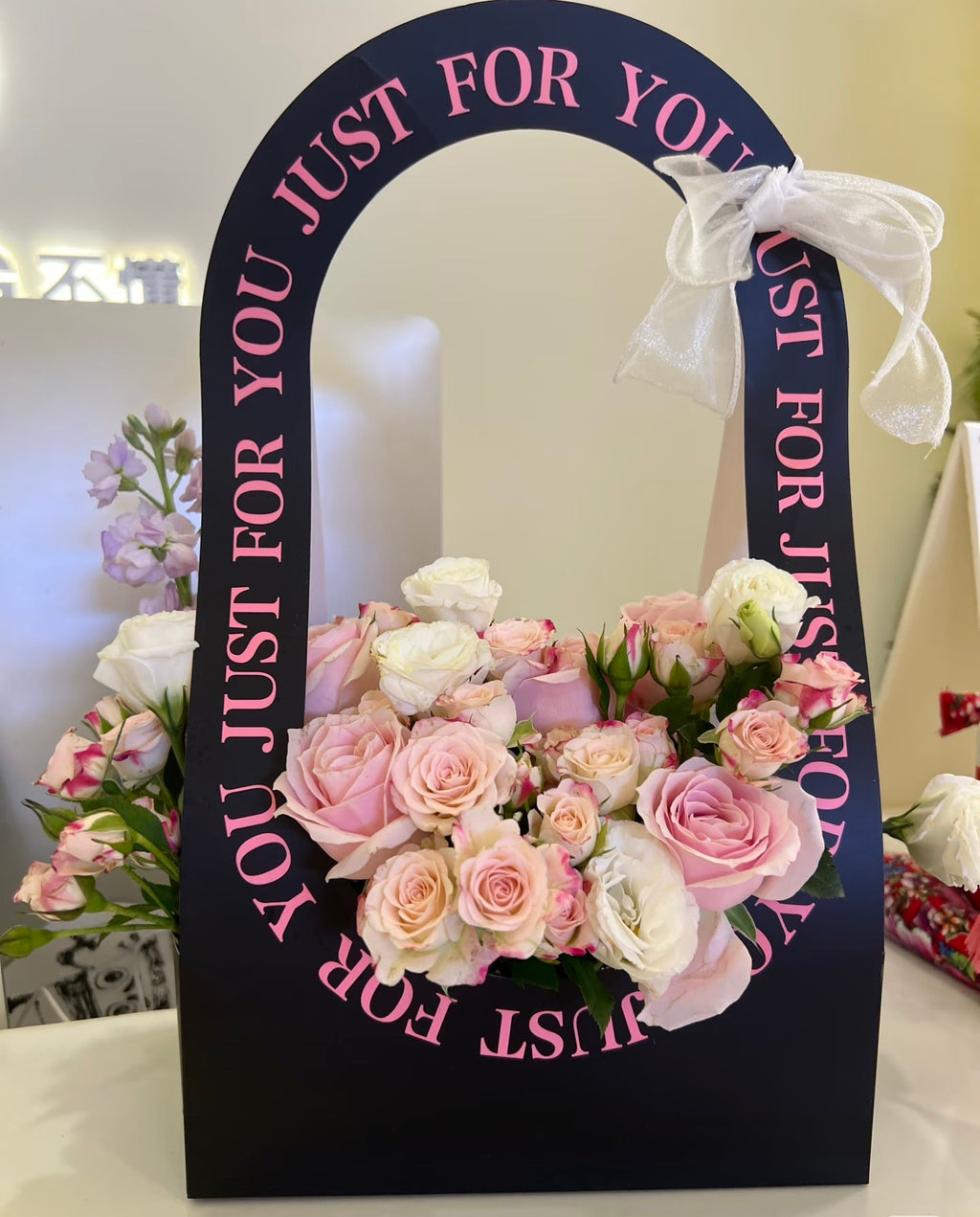 Flower Gift Paper Bag with Handle | Custom Packaging for Florists (8.7" × 4.7" × 15")