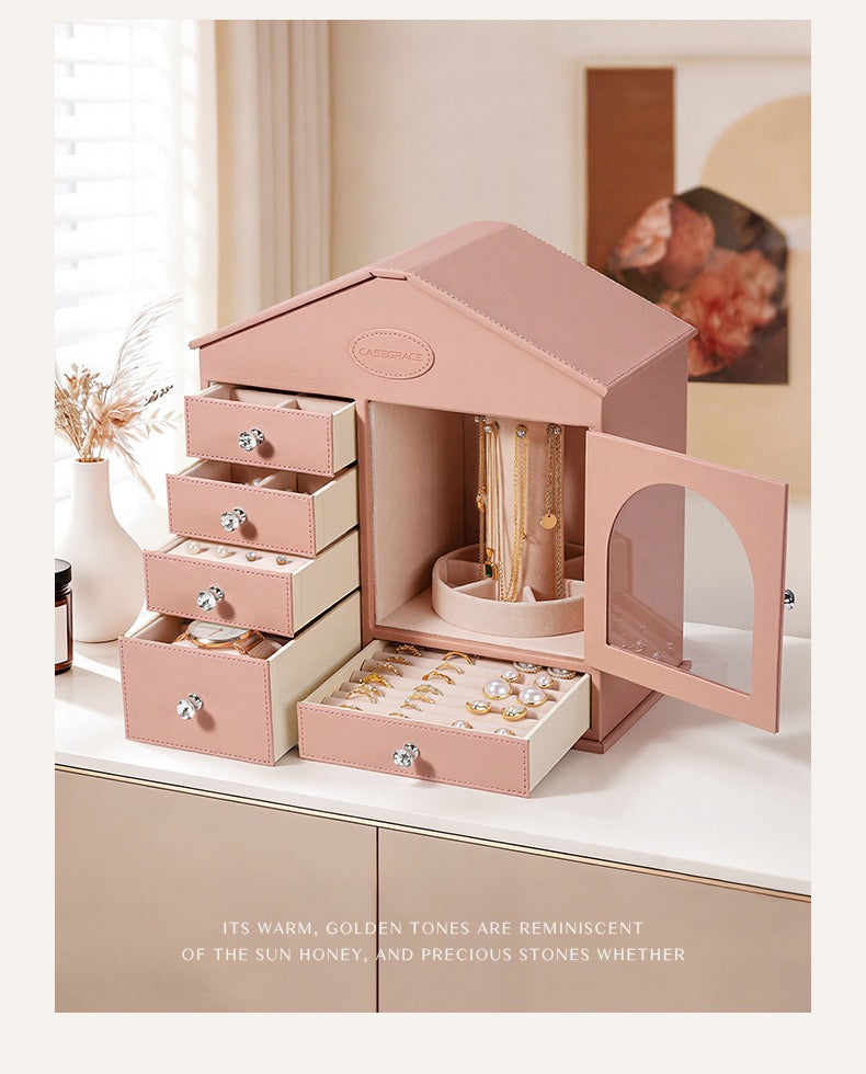 Luxury Jewelry Organizer Box with Drawers | Large Capacity Leather Jewelry Storage Case