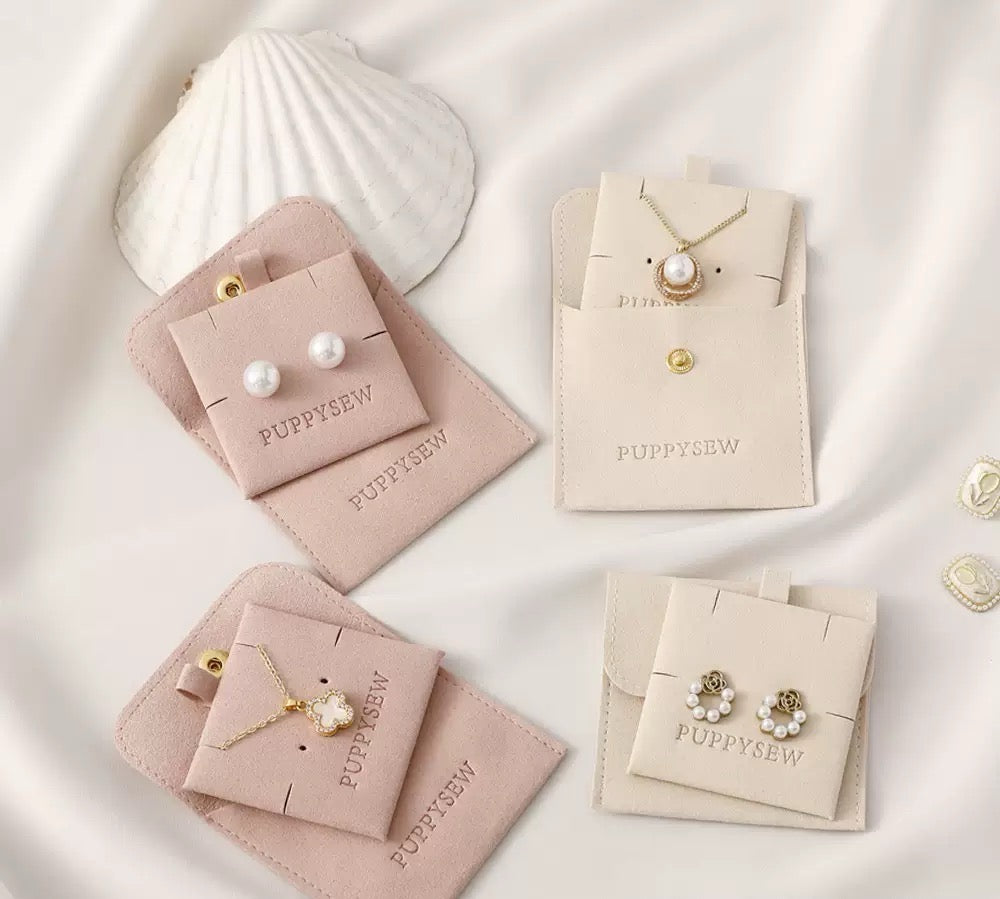 Velvet Jewelry Packaging Set | Custom Jewelry Pouch with Insert Card for Earrings & Necklace