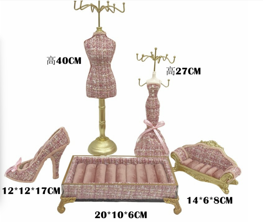 Luxury Jewelry Organizer Set with Mannequin & Tray – Decorative Storage for Rings, Necklaces & Accessories