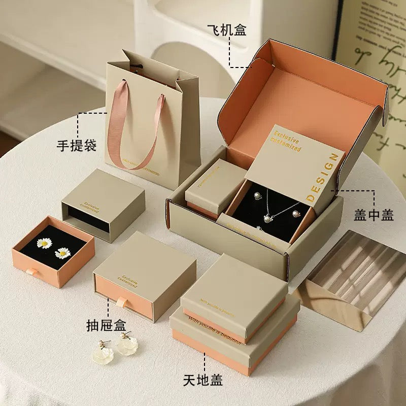 Custom Drawer Jewelry Box Pink Luxury Rigid Paper Box with Logo MOQ 500