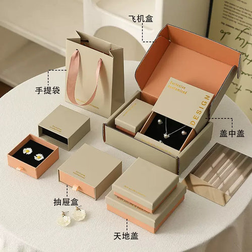 Custom Lid and Base Jewelry Box Pink Luxury Rigid Gift Box Packaging with Logo MOQ 500