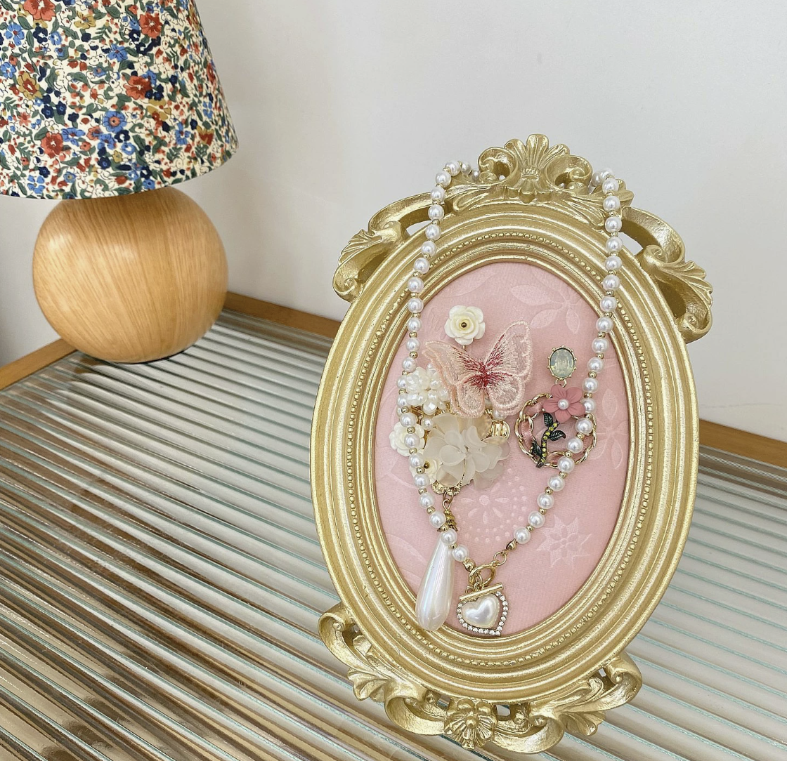 Pink Jewelry Display Organizer Set – Mannequin Stand, Ring Tray, Frame & Decorative Holders