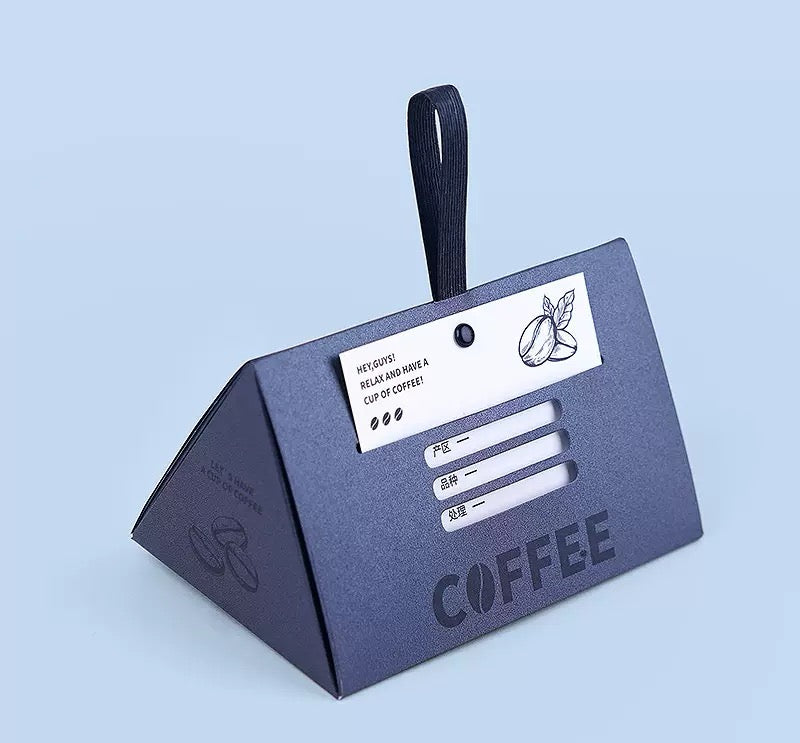 Custom Coffee Packaging Box with Insert Card | Kraft Paper Triangle Display Box for Branding
