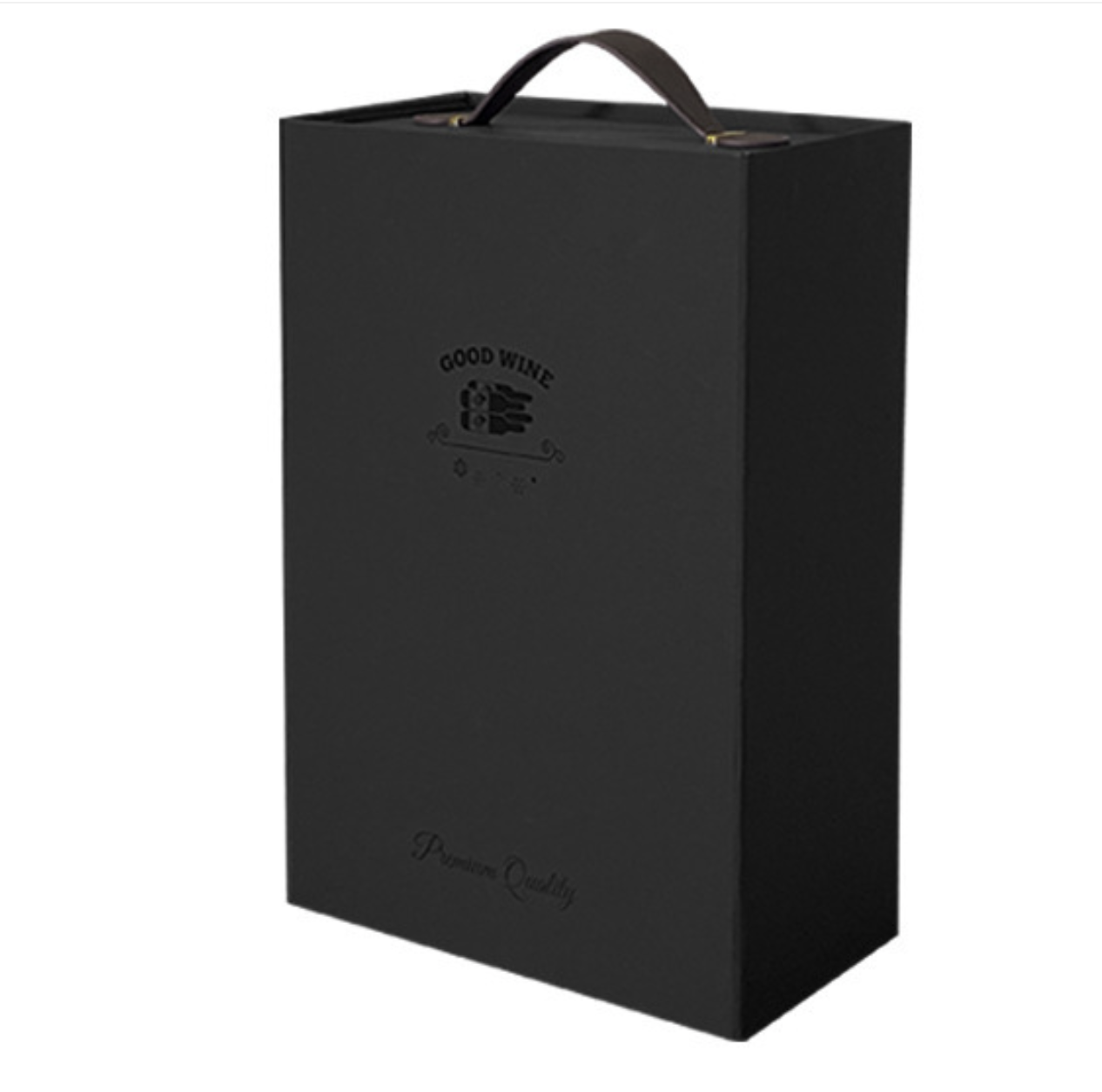 One-Piece Foldable Double Wine Box with Handle – Flat Pack Gift Packaging for 2 Bottles