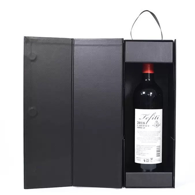 Foldable Wine Bottle Box with Handle Flat Pack Packaging Custom Logo Gift Box MOQ 300