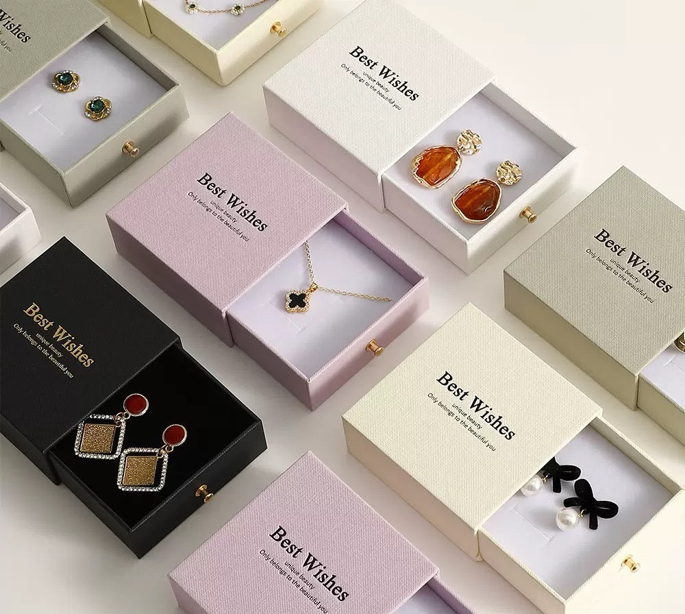Luxury Jewelry Storage Box with Drawer | Multi-Layer Gift Packaging Box for Rings & Accessories
