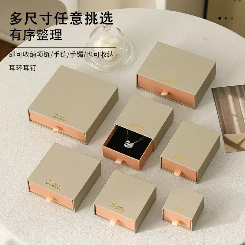 Custom Drawer Jewelry Box Pink Luxury Rigid Paper Box with Logo MOQ 500