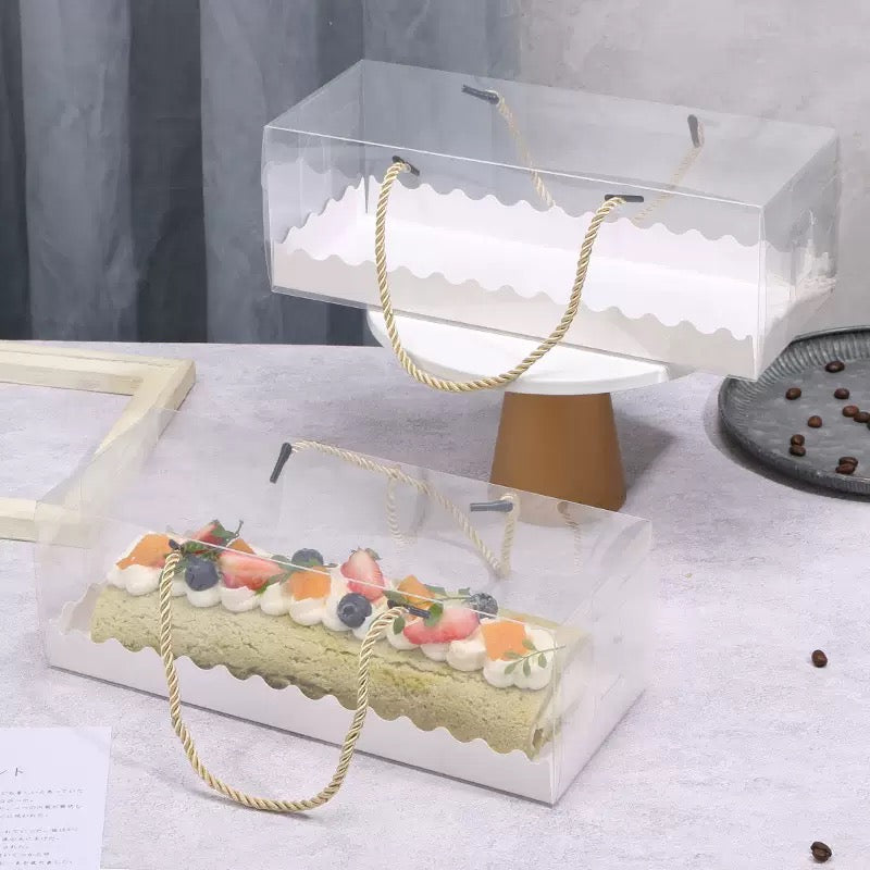 Clear Cake Box with Handle | Transparent Plastic Cake Packaging Box for Bakery & Dessert