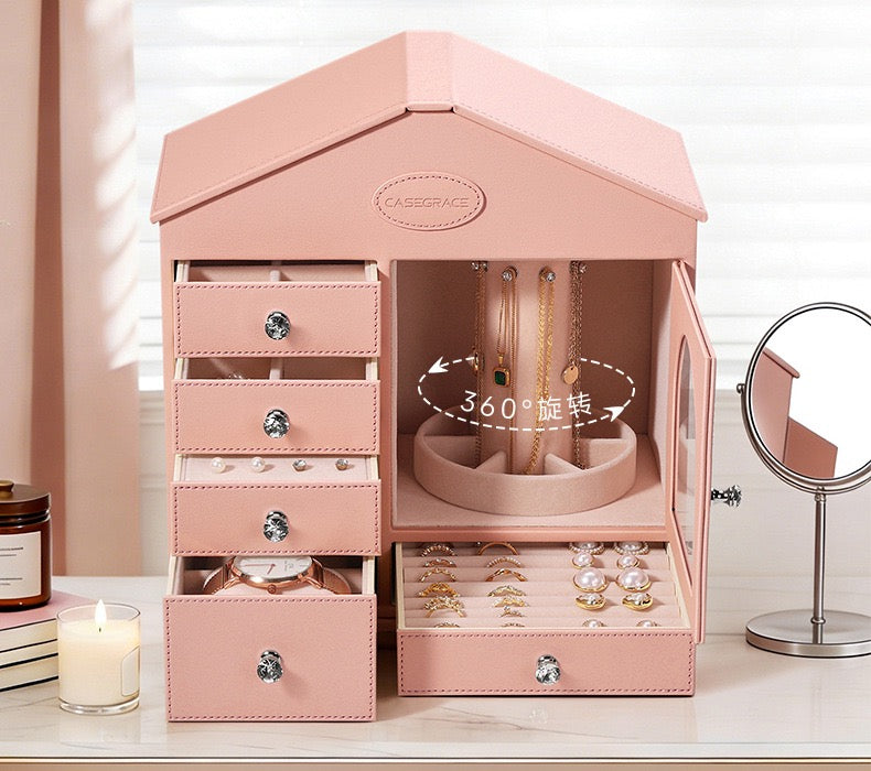 Luxury Jewelry Organizer Box with Drawers | Large Capacity Leather Jewelry Storage Case