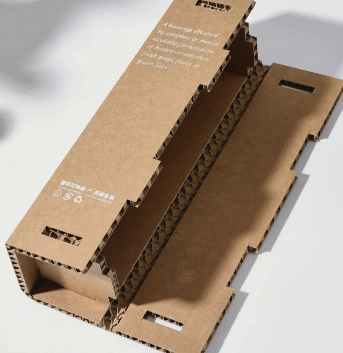 One-Piece Honeycomb Paper Wine Shipping Box – Eco-Friendly 750ml Bottle Packaging (DDP Price, Free Logo & Strap Included)
