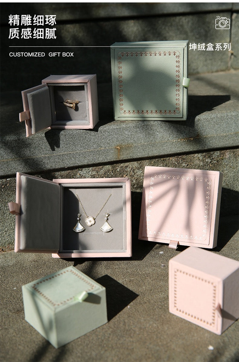 Luxury Velvet Jewelry Box | Flannel Ring & Necklace Gift Packaging Box