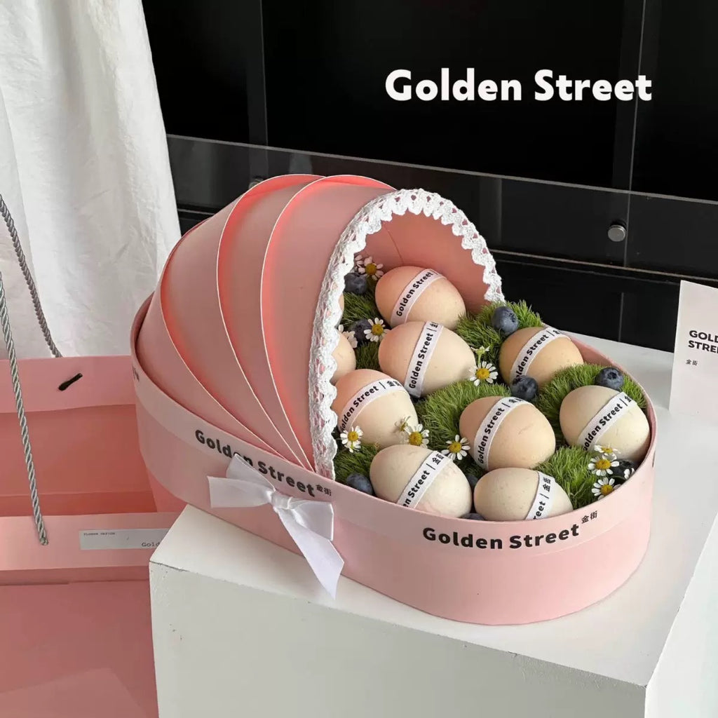 Round Flower Gift Box with Lid | Luxury Floral Hat Box with Free Carry Bag