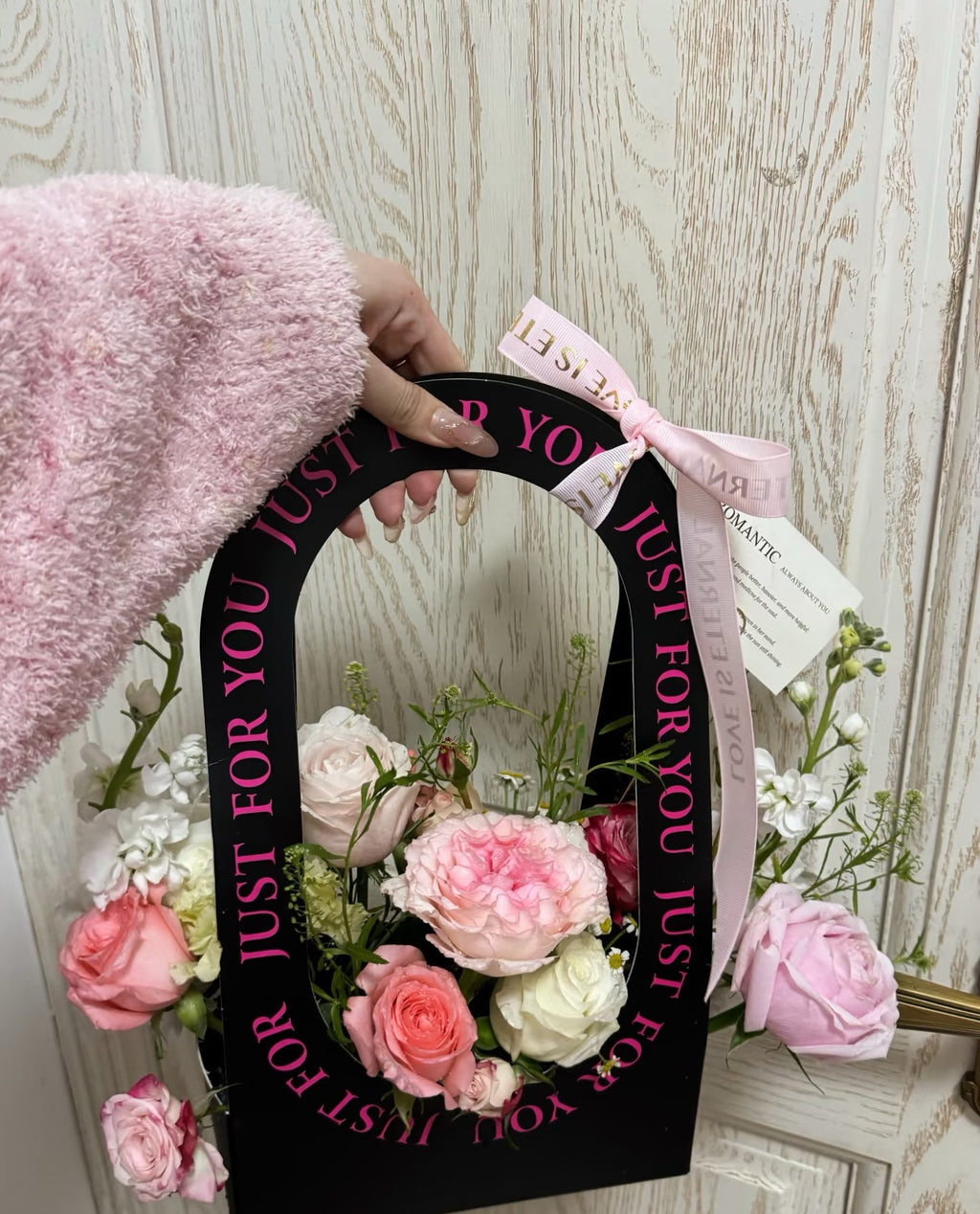 Flower Gift Paper Bag with Handle | Custom Packaging for Florists (8.7" × 4.7" × 15")