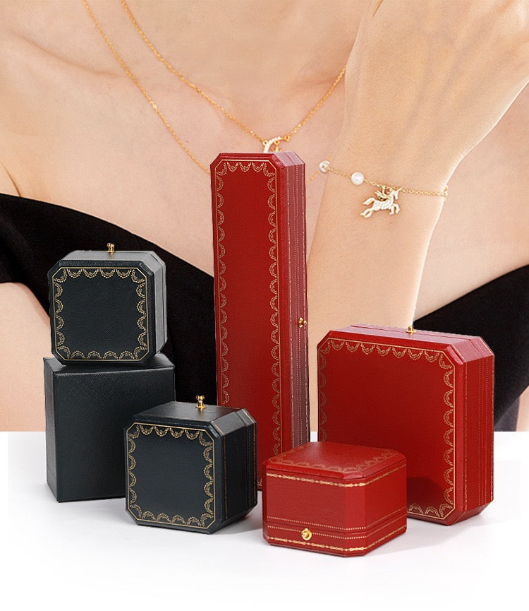 Luxury PU Leather Jewelry Box with Free Logo | Pendant & Bracelet Gift Box with Outer Sleeve