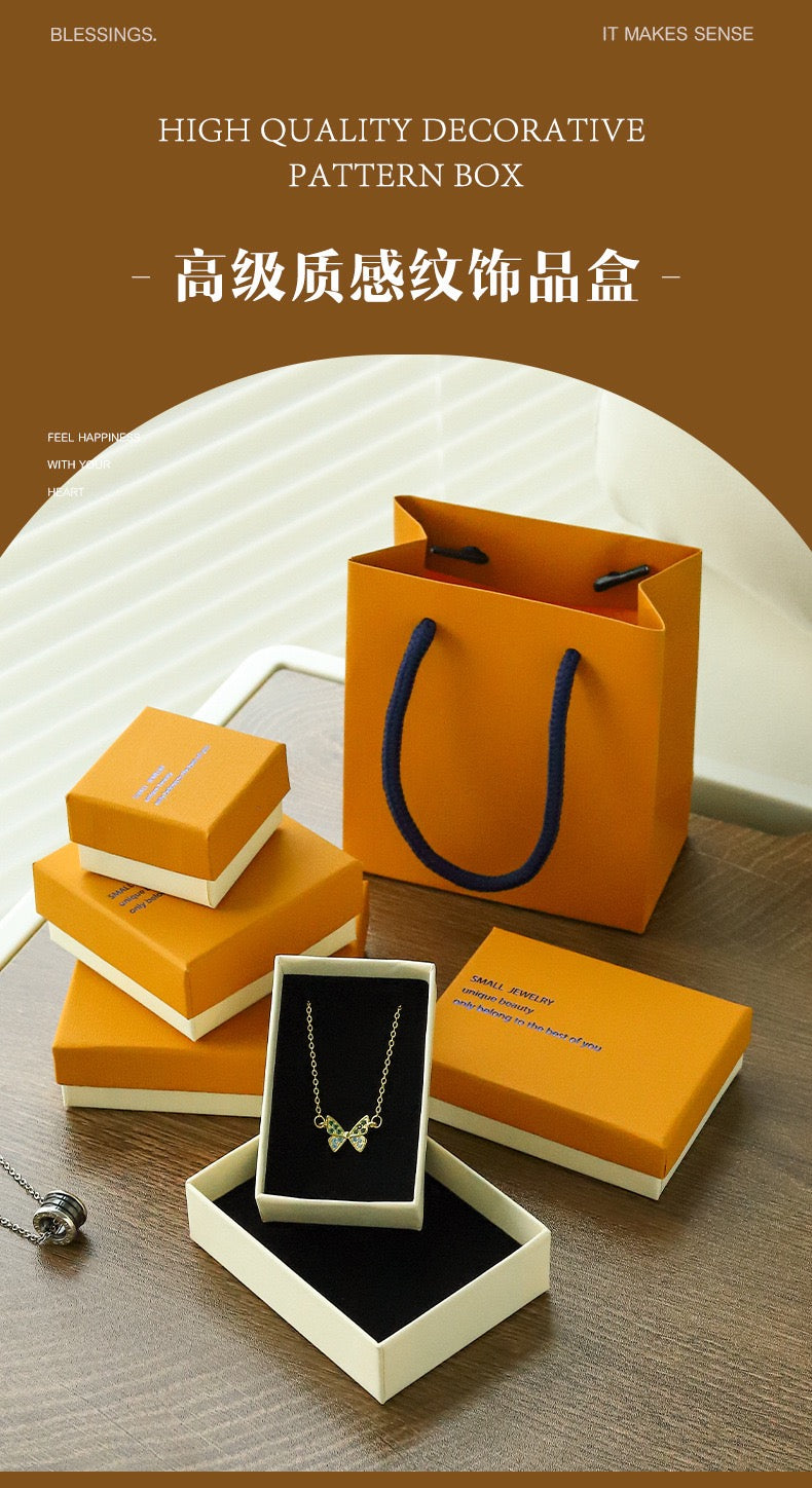 Custom Hinged Lid Jewelry Box Orange Premium Gift Box Packaging with Logo MOQ 500