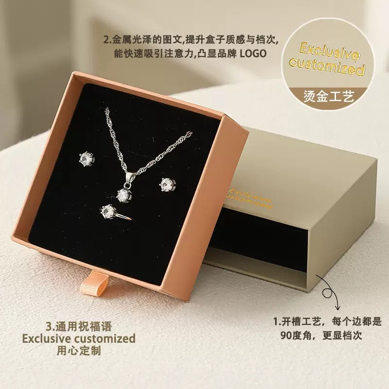 Custom Drawer Jewelry Box Pink Luxury Rigid Paper Box with Logo MOQ 500