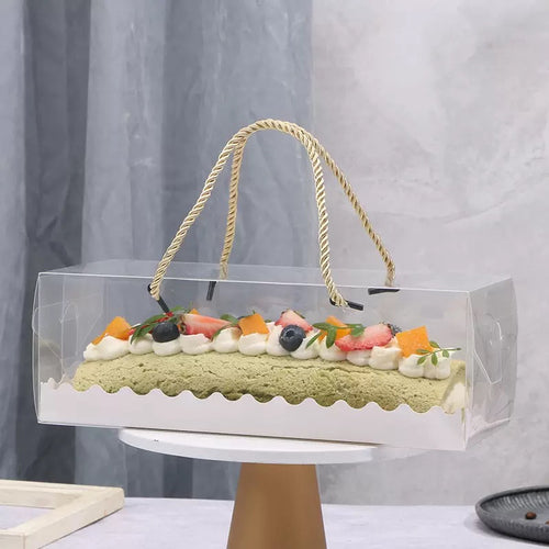 Clear Cake Box with Handle | Transparent Plastic Cake Packaging Box for Bakery & Dessert