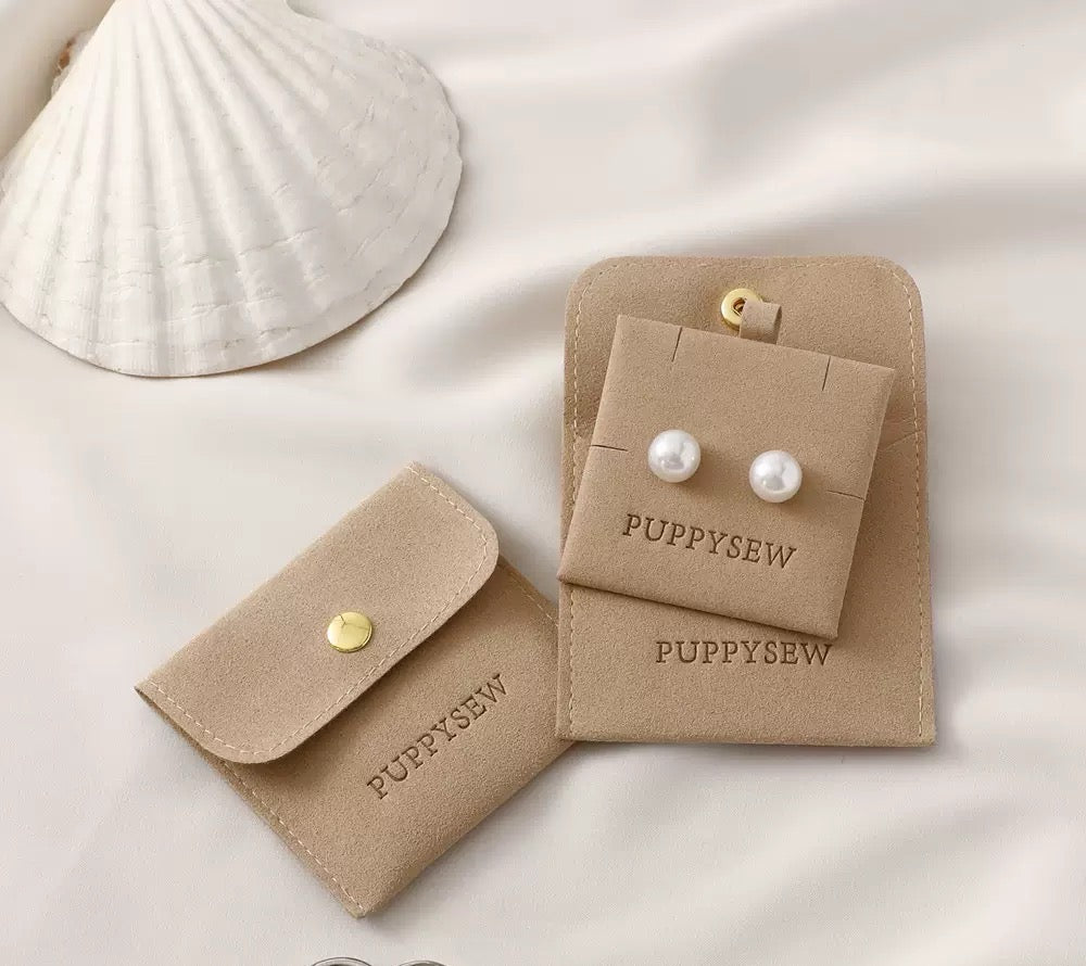 Velvet Jewelry Packaging Set | Custom Jewelry Pouch with Insert Card for Earrings & Necklace