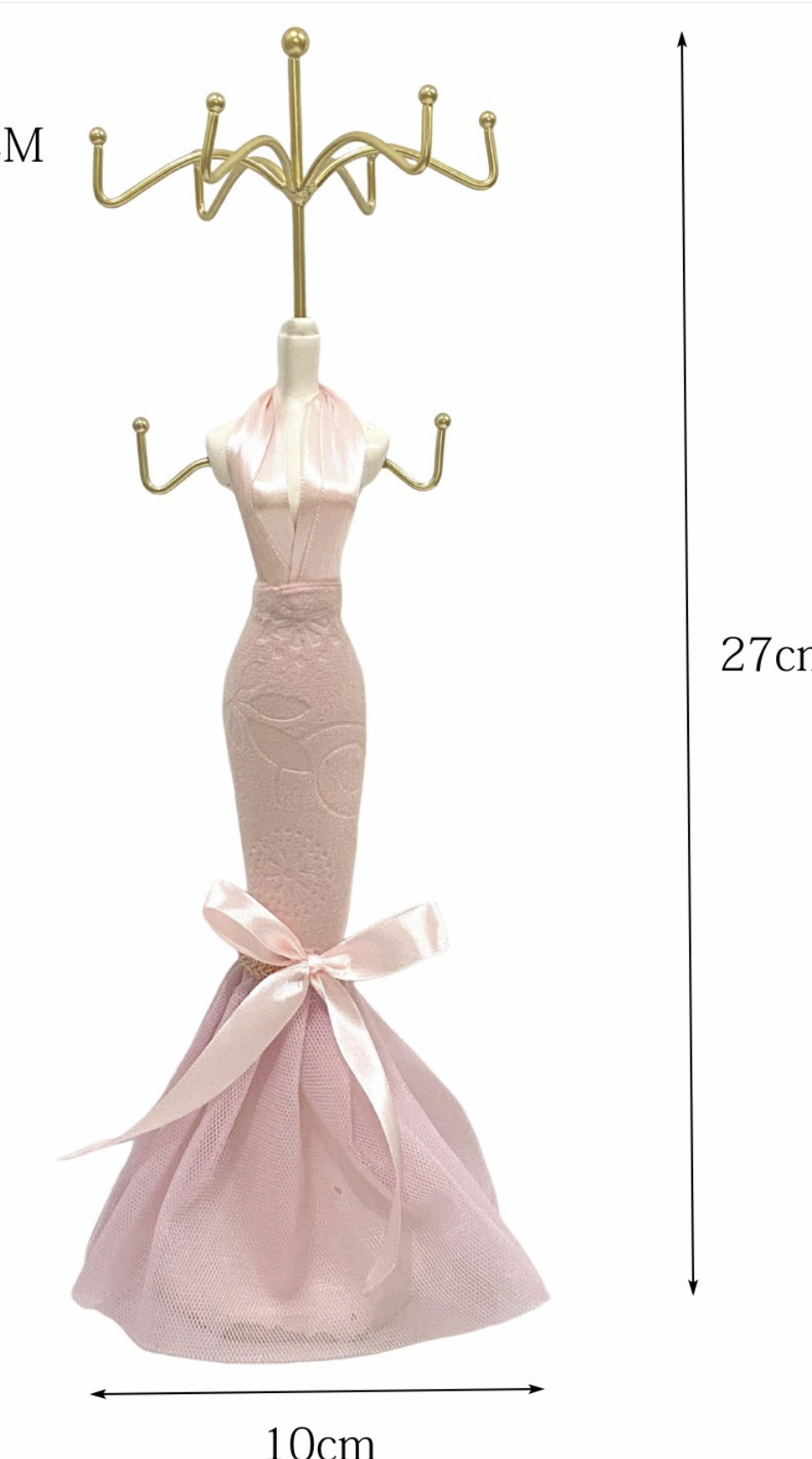 Pink Jewelry Display Organizer Set – Mannequin Stand, Ring Tray, Frame & Decorative Holders