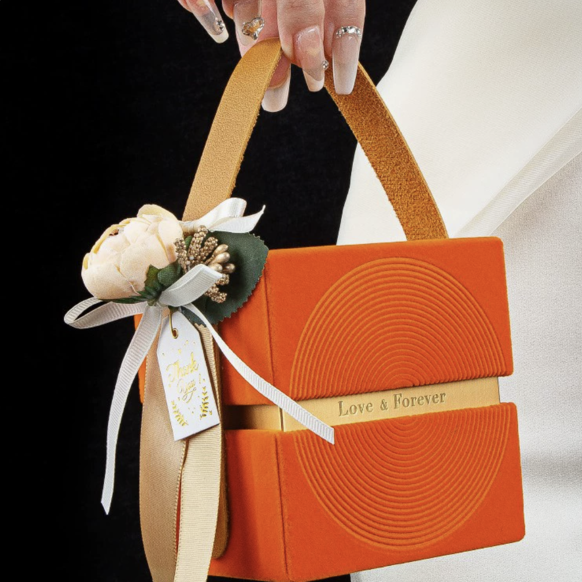 Luxury Flower Gift Box with Handle | Rigid Packaging Case for Roses, Jewelry & Small Gifts (10×7.5×10.5cm)