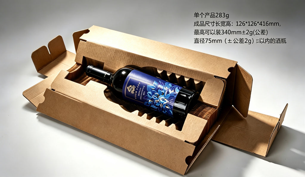 Eco-Friendly Integrated Honeycomb Single Bottle Wine Shipping Box with Custom Logo | Heavy-Duty Shatterproof Bottle Carrier for Premium Spirits