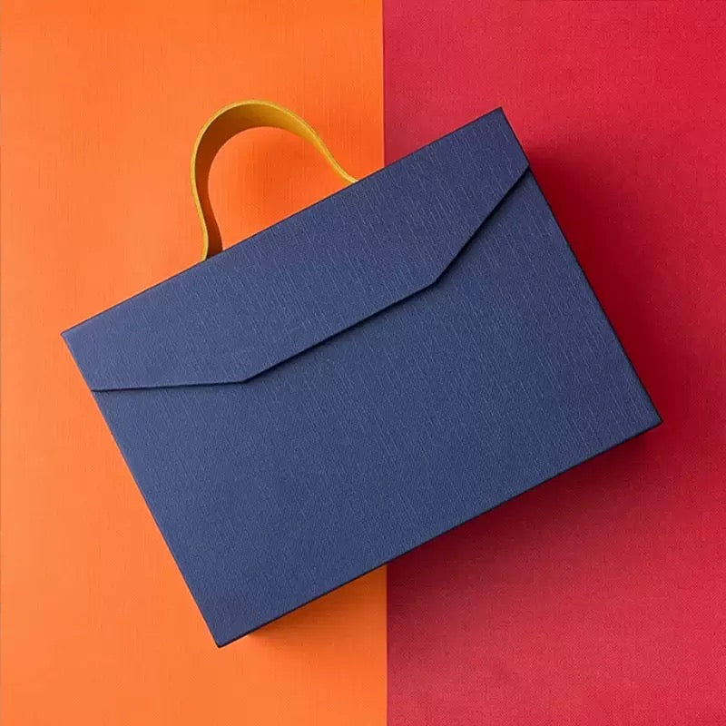 Paper Gift Box with Handle Folding Rigid Packaging for Clothing, Gifts and Retail Packaging/Free logo