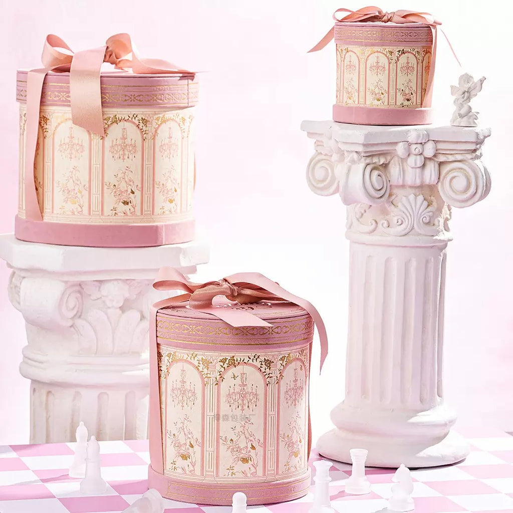 Luxury Round Gift Box with Ribbon Vintage Style Packaging for Wedding Favors and Candy