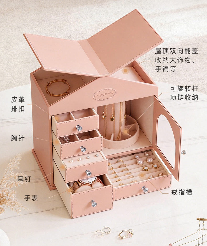 Luxury Jewelry Organizer Box with Drawers | Large Capacity Leather Jewelry Storage Case