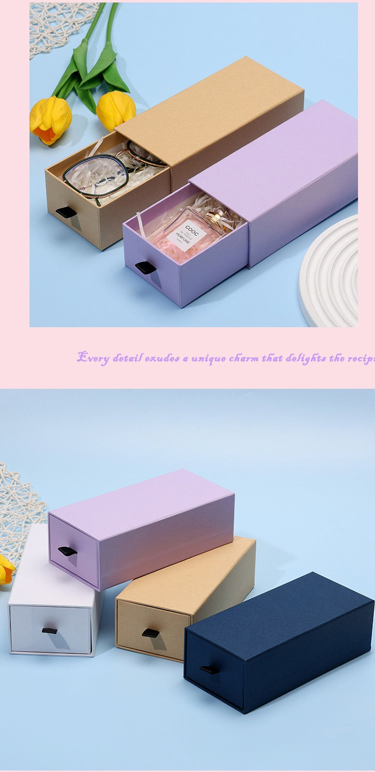 Custom Drawer Gift Box with Ribbon Pull | Luxury Sliding Rigid Packaging Box with Free Logo