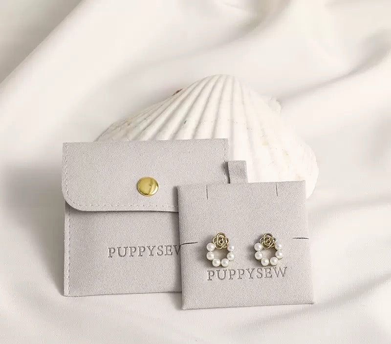 Velvet Jewelry Packaging Set | Custom Jewelry Pouch with Insert Card for Earrings & Necklace