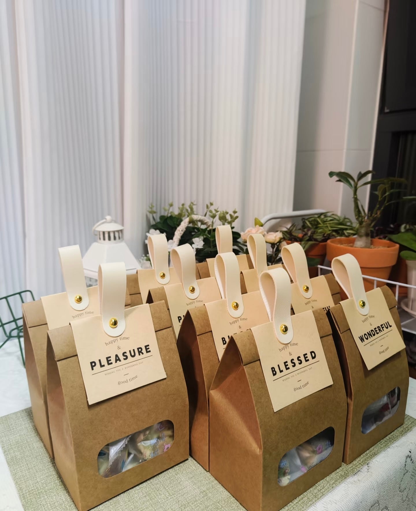 Kraft Paper Cookie Packaging Bag with Window | Bakery Gift Bag with Custom Header Card