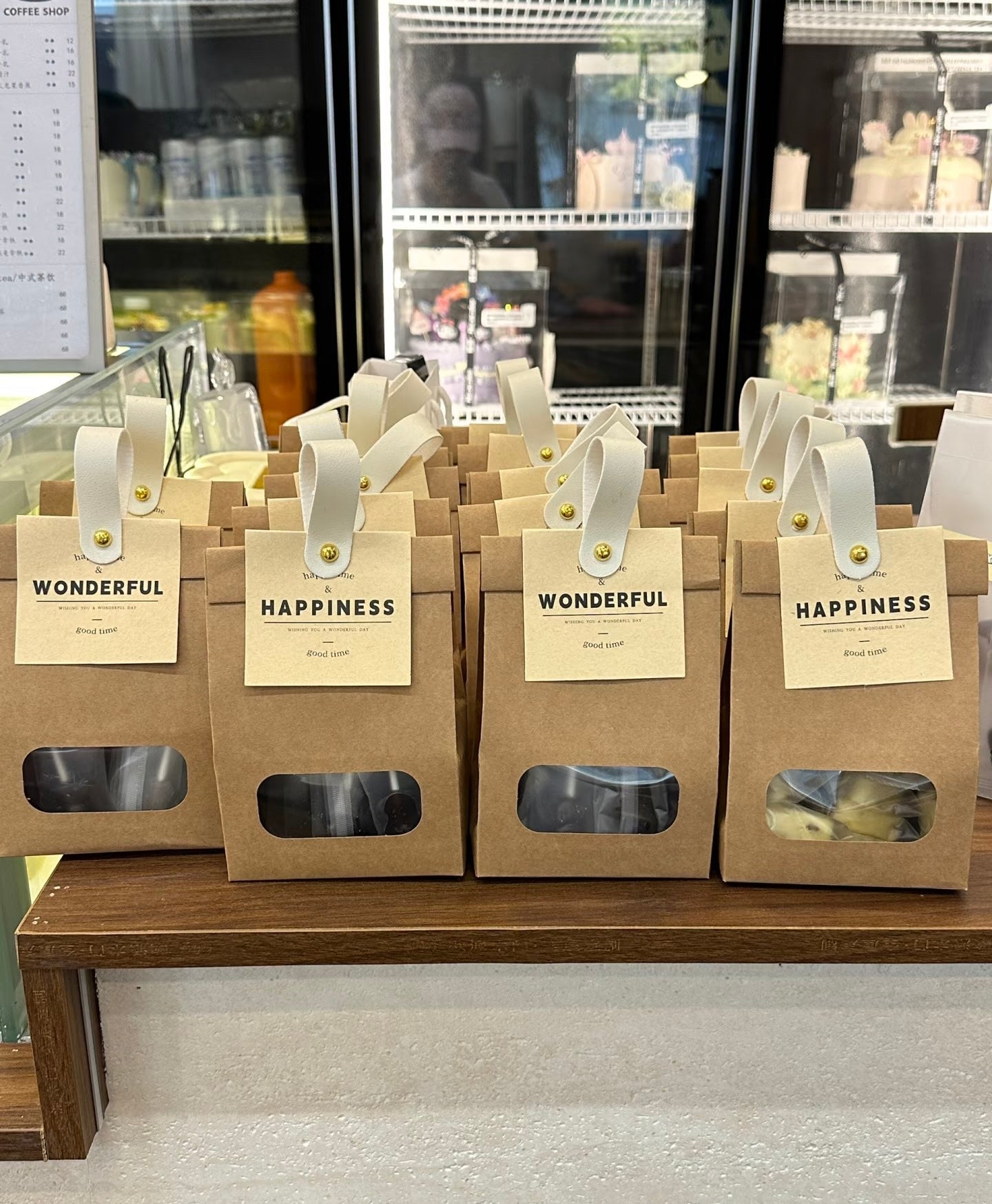 Kraft Paper Cookie Packaging Bag with Window | Bakery Gift Bag with Custom Header Card