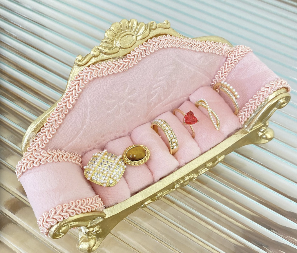 Pink Jewelry Display Organizer Set – Mannequin Stand, Ring Tray, Frame & Decorative Holders