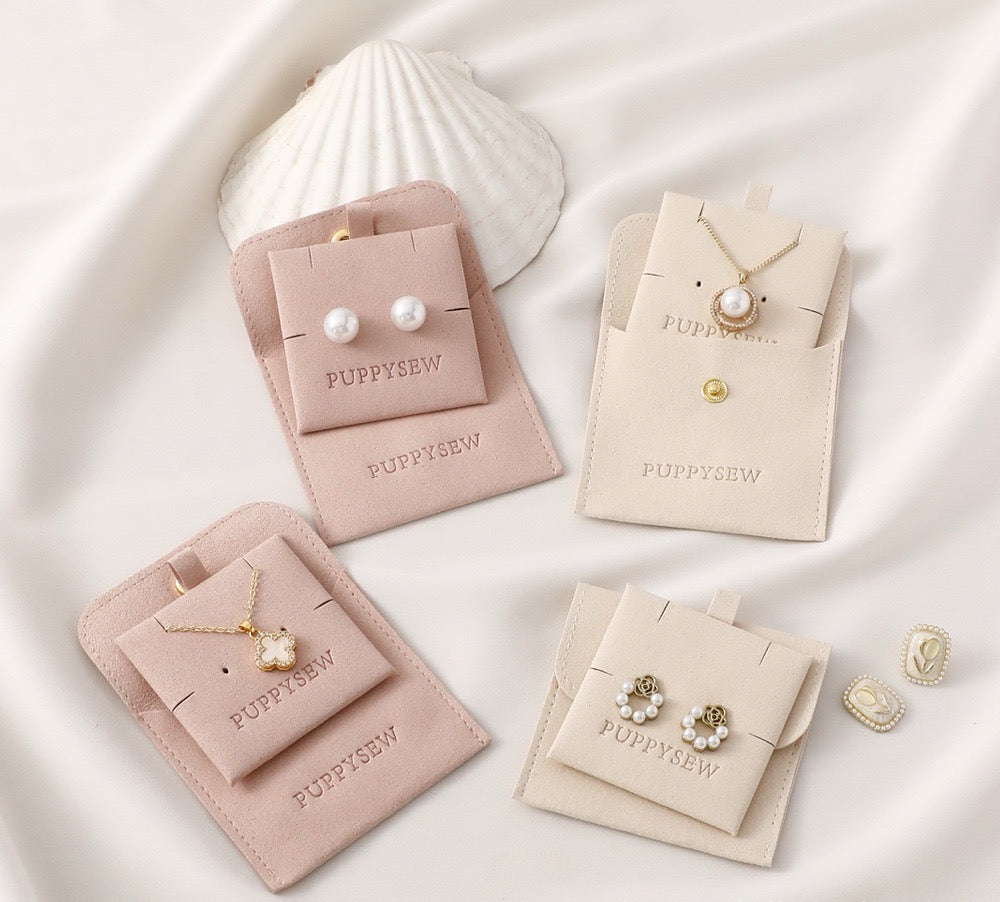 Velvet Jewelry Packaging Set | Custom Jewelry Pouch with Insert Card for Earrings & Necklace