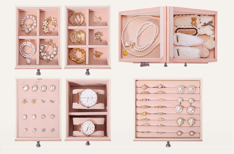 Luxury Jewelry Organizer Box with Drawers | Large Capacity Leather Jewelry Storage Case